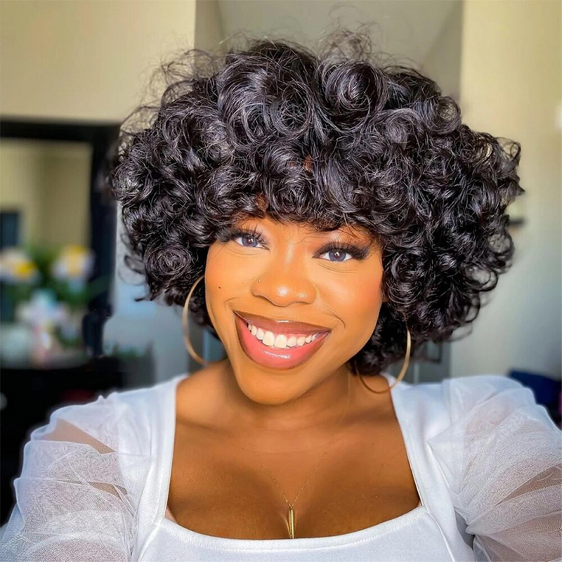Entrega rápida Perruque Cheveux Humain Pixie Cut Wig Human Hair Wigs Human Hair Bob Pelera sin glúeramiento Afro Rose Funmi Wigs