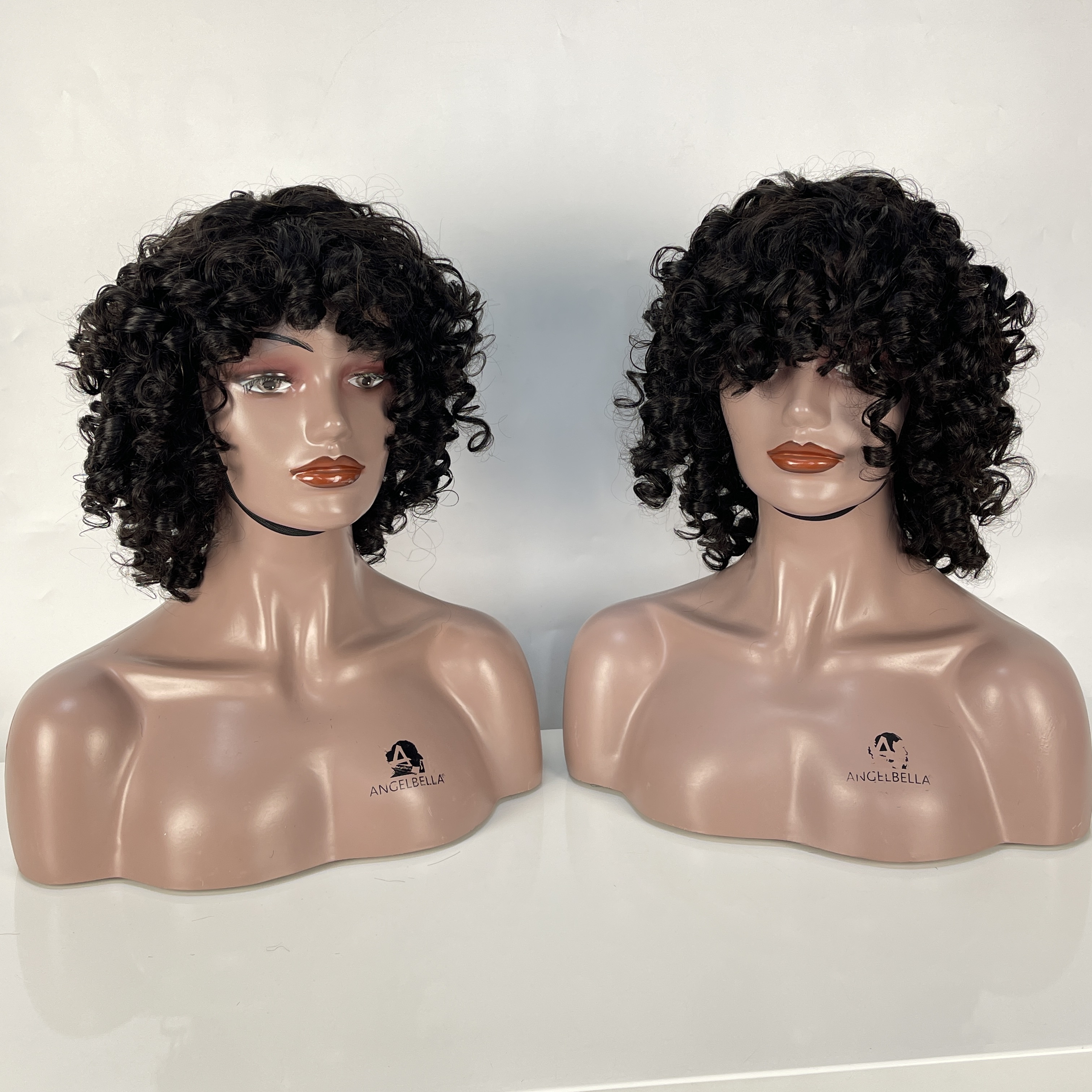 Pelucas cortas de rizado con flequillo para mujeres peluca de cabello rizado rizado
