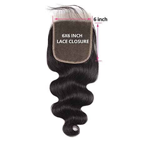 2022 6x6 Cierre de ola corporal Cierre de encaje transparente Cabello humano brasileño