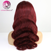 Cabello al por mayor 100% humano HD PELACIÓN Frontal 99J Burgundy 13x6 HD PELACIÓN Frontal Olada de cuerpo de 32 pulgadas Peluca delantera de encaje de 32 pulgadas