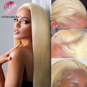 Angelbella Glory Virgin Hair 13x4 Hueso recto 613 Cabello humano crudo HD Extensiones frontales de encaje pelucas 