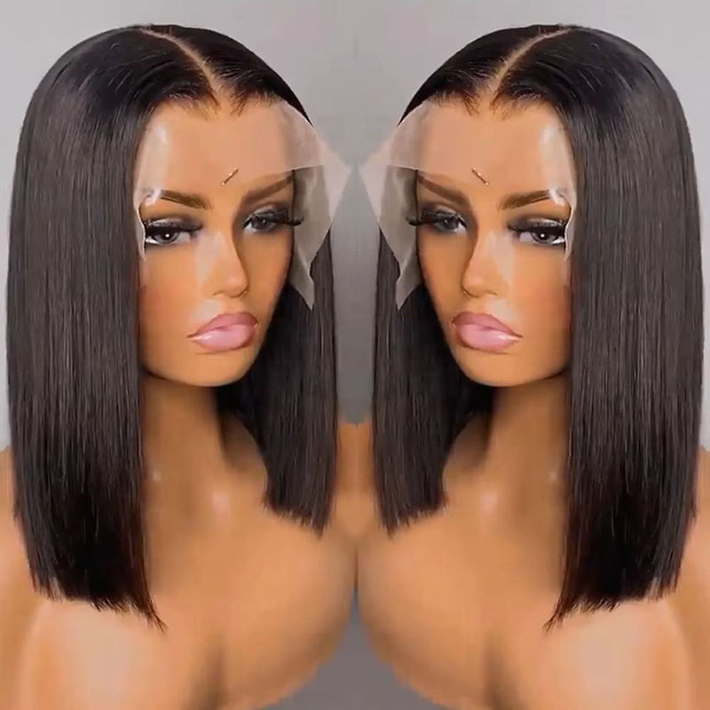 Al por mayor 13x4 Natural Black Vietnam Cabello humano Peluca delantero de encaje delantero Rectivo Bob Bobas Frontal para mujeres negras
