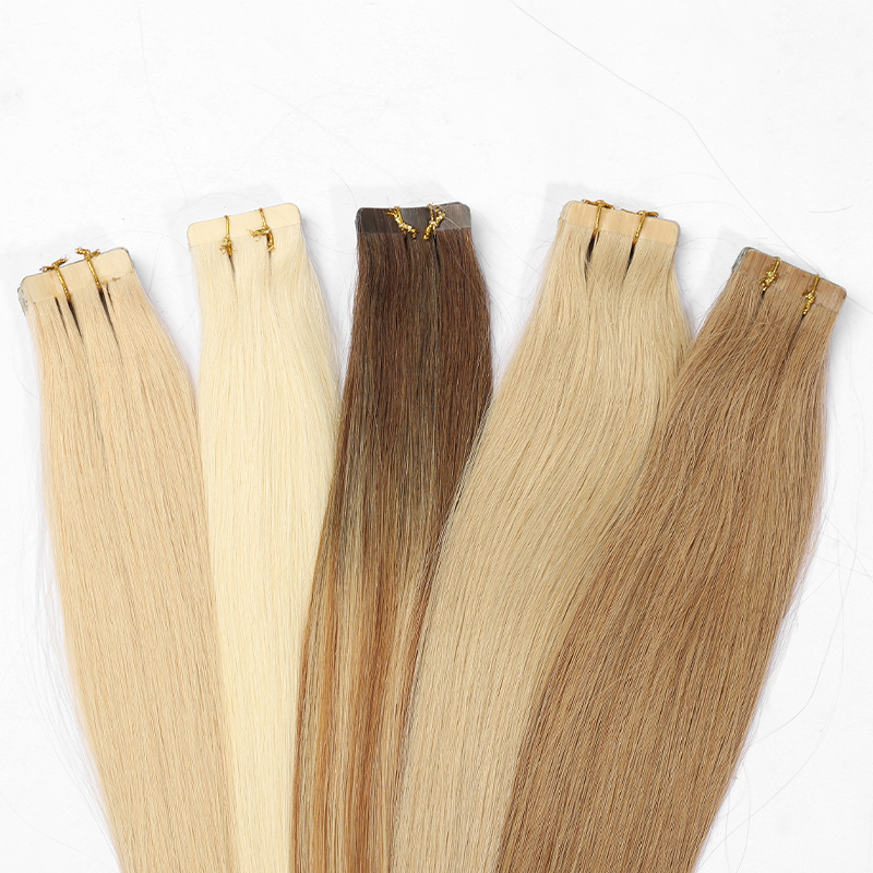Cinta en extensiones 100% crudo Virgin Human Human Wholesales Cutícula Alineada Cabello Correa Reta en extensiones de cabello Natural
