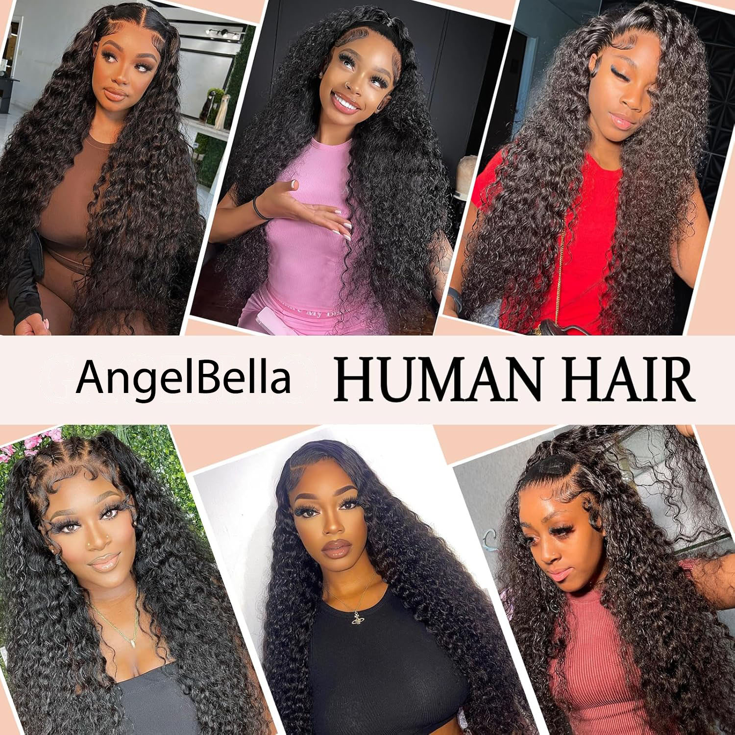 AngelBella 12-40 pulgadas onda de agua pelucas delanteras de encaje cabello humano pre arrancado 13x6 parte profunda HD encaje frontal peluca 180 densidad rizado cabello humano peluca para mujeres