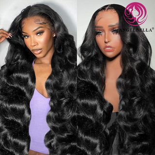 Angelbella 30 pulgadas 13x4 delantero delantero Virgin Human Hair Wigs brasileño ola brasileña HD HD PELIZACIÓN Frontal para mujeres negras