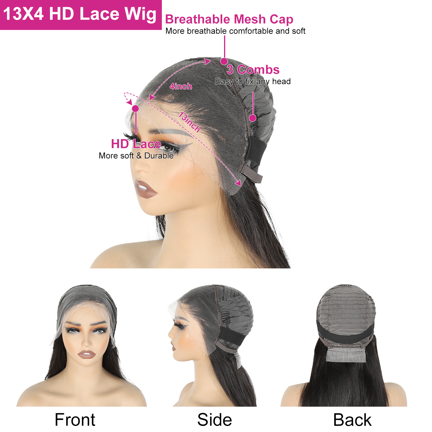 Angelbella 30 pulgadas 220% Densidad 13x6 HD Papelada de onda profunda sin glúeramiento Pelucir prejuicio Brasil Brasil Pelucas delanteras de encaje para mujeres negras
