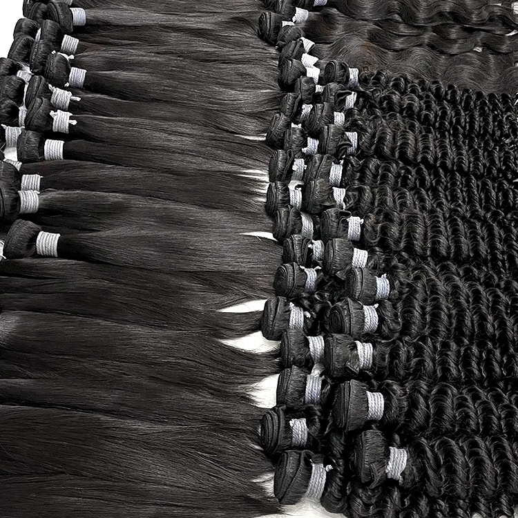 Proveedor de cabello crudo alineado al por mayor Extensiones de cabello humano natural Bundles de cabello humano recto
