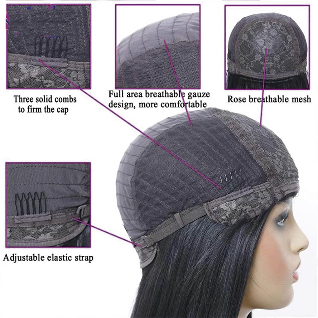 Peluca de bob negro con flequillo hecha de pelucas bob cortas rectas para mujeres negras 8 10 12 14 16 pulgadas