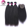 Bundles de cabello negro natural Remy Weave Weave Kinky Cabello liso para tejer