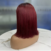 #99J Borgoña Boba recta pelucas brasileño Virginia Cabello corto cabello humano pelucas de encaje