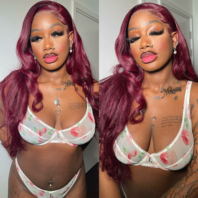 Borgoña 99J Cambresa de encaje rojo Peluca delantera en venta