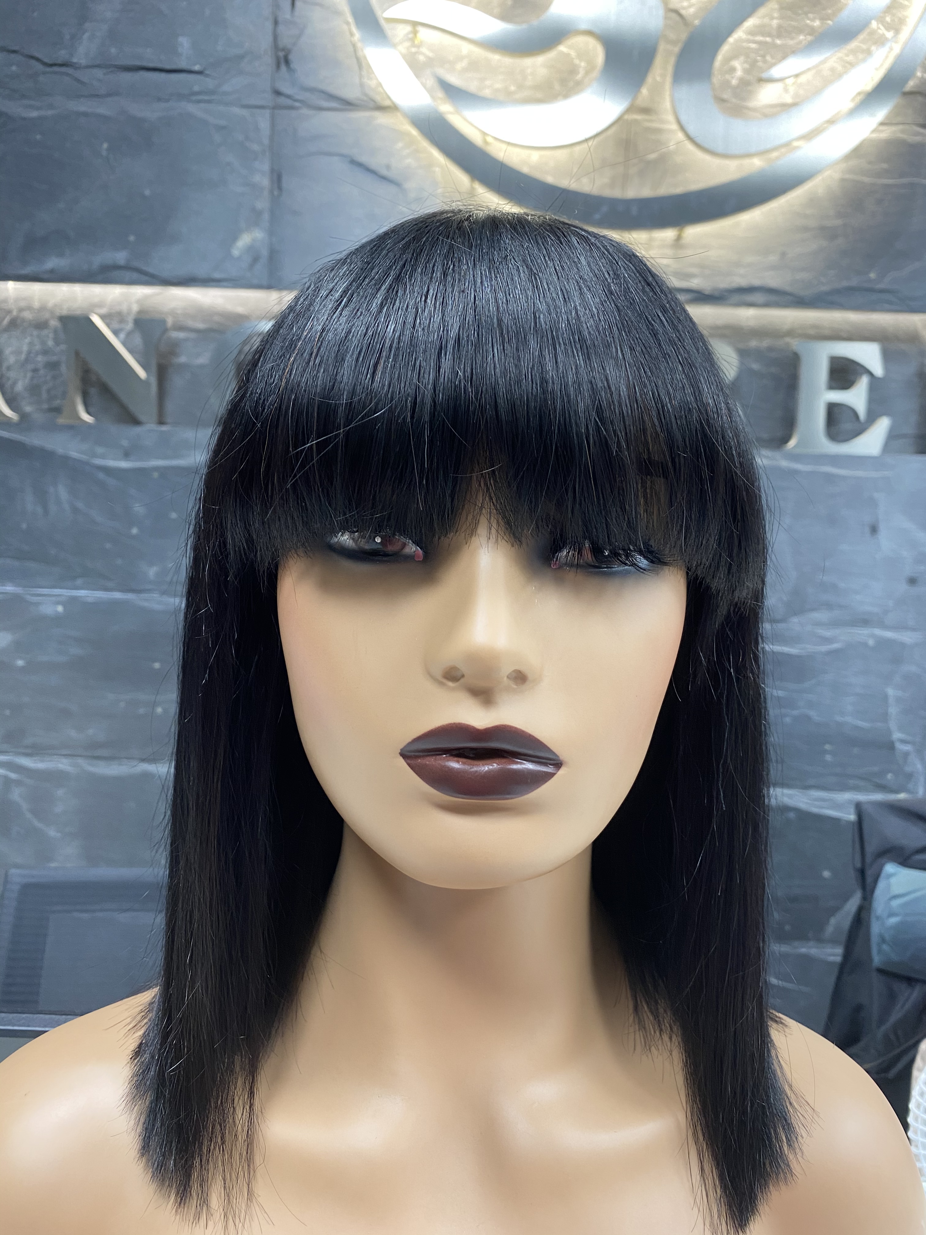 Cabello humano peluca bob bob con flequillo para mujeres negras barato