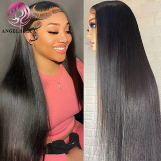 Angelbella Queen Doner Virgin Hair 13x4 Recto HD Lace Frontal Aspecto natural 100 Pelucas de cabello humano