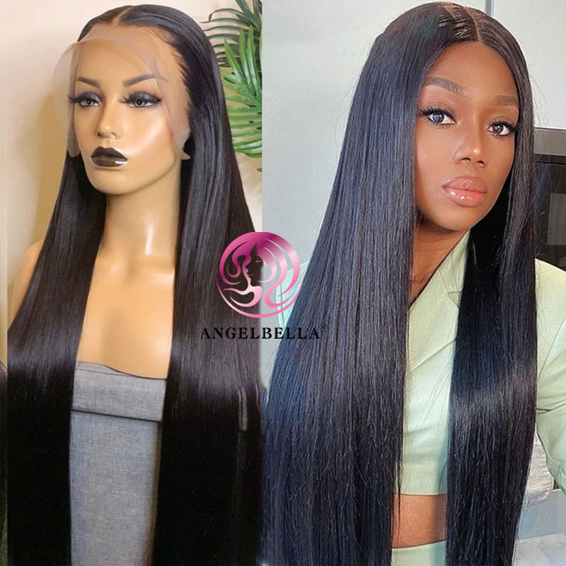 Angelbella dd cabello de diamante para el cabello negro hd pelucas delanteras de encaje de encaje recto
