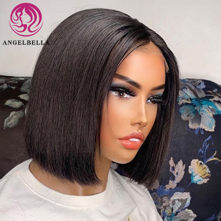  Angelbella Dd Diamond Hair corto Color natural Doble dibujado Cabello humano Vietnamita pelucas de encaje para mujeres Balck 