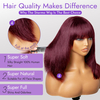 99J Red Bob Remy Wigs con flequillo de 10 pulgadas Máquina hecha Borgoña Borgoña