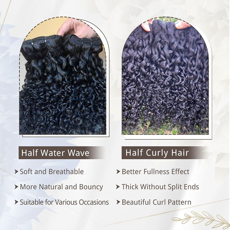 Paquetes rizados Pixie Cabello humano Paquetes de cabello humano ondulado con agua Paquetes rizados rizados de 8-24 pulgadas Onda de agua de tejido rápido con extremo rizado en espiral Extensiones de cabello virgen 100% crudo