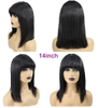 Peluca de bob negro con flequillo hecha de pelucas bob cortas rectas para mujeres negras 8 10 12 14 16 pulgadas