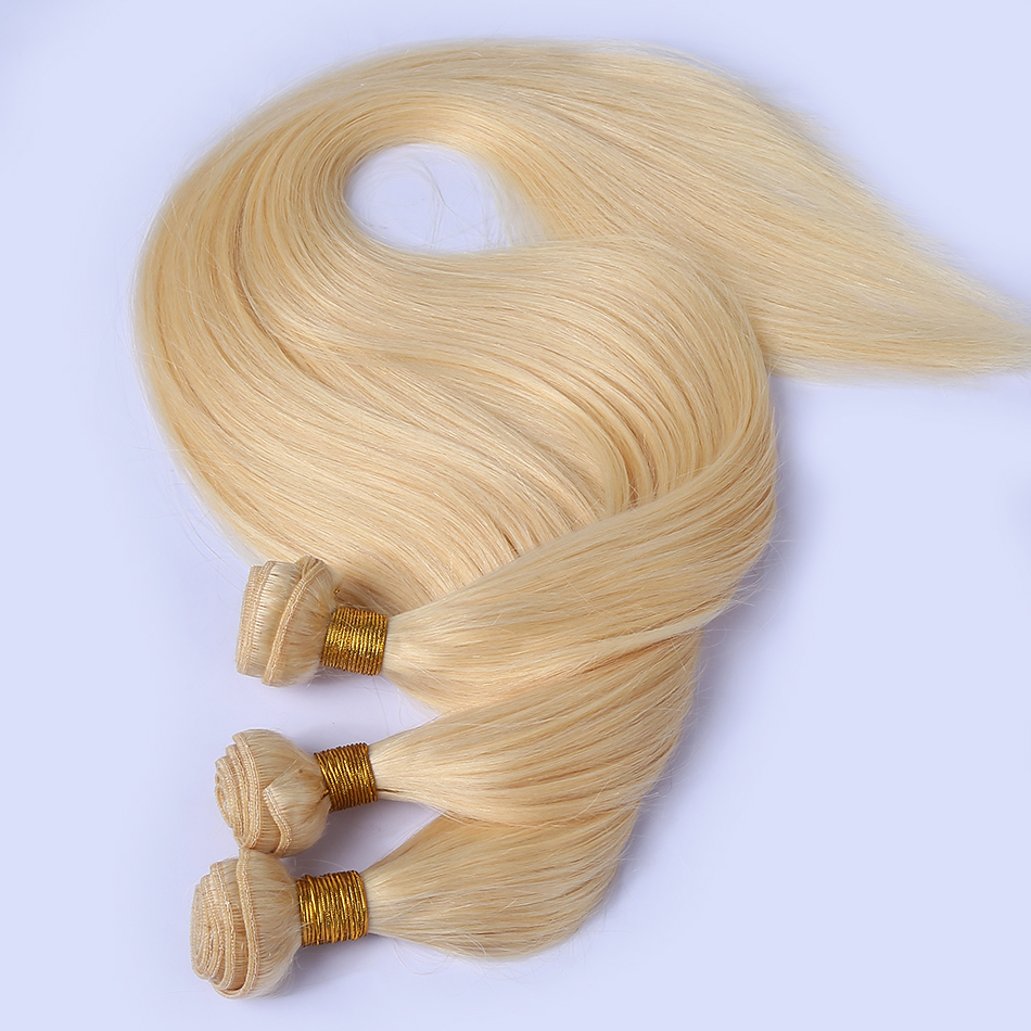 613 Bundles de trama del cabello humano paquetes de cabello rubio peruano