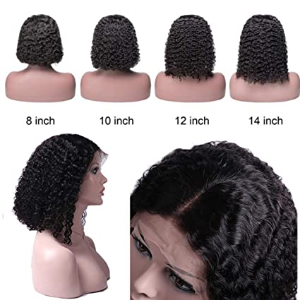 Pelucas bob cortas y rizadas Cabello humano de virgen brasileño 13x4 HD Peluces delanteros de encaje transparente 