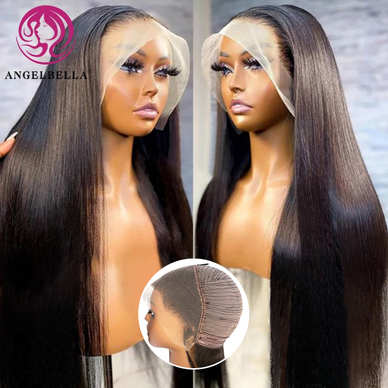 Angelbella Queen Doner Cabello virgen crudo Vietnamés 13x4 1B# Real Real HD HD Lace frontal Peluces de cabello humano