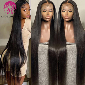 Angelbella Queen Doner Virgin Hair al por mayor 13x4 Negro recto Rago Raw de alta calidad Cabello humano Humano Transparente HD HD PELIZACIÓN BIGURA PARA MUJER NEGRAS 