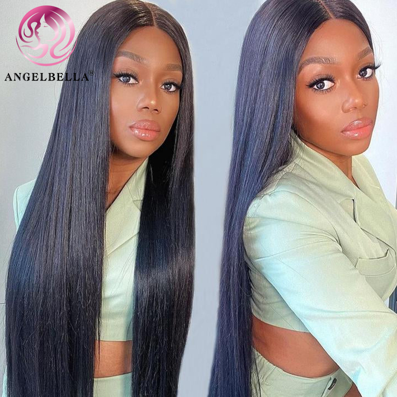 Angelbella dd cabello de diamante para el cabello negro hd pelucas delanteras de encaje de encaje recto