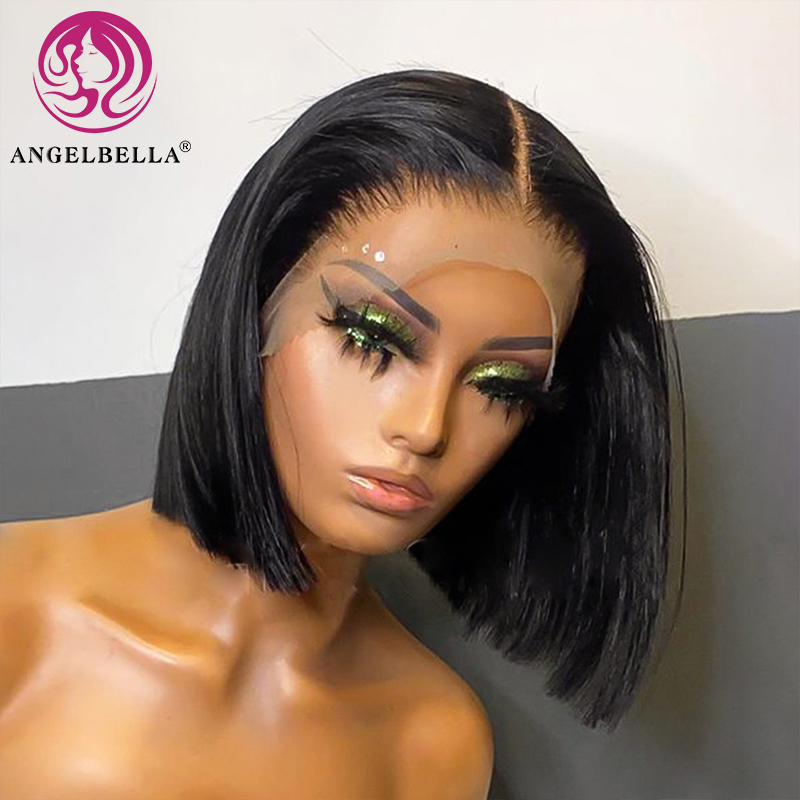  Angelbella Dd Diamond Hair corto Color natural Doble dibujado Cabello humano Vietnamita pelucas de encaje para mujeres Balck 