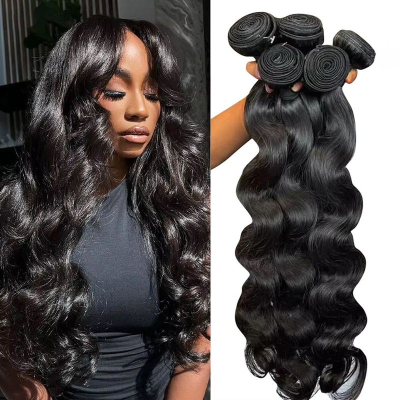 Angelbella Angelbella al por mayor de alta calidad 40 pulgadas de color negro natural de 40 pulgadas Doble dibujo de la oleada del cabello humano para mujeres