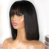 Peluca de bob negro con flequillo hecha de pelucas bob cortas rectas para mujeres negras 8 10 12 14 16 pulgadas
