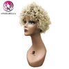 Miel rubia Afro peluca real cabello humano real corta brasileña peluca afro rizado 