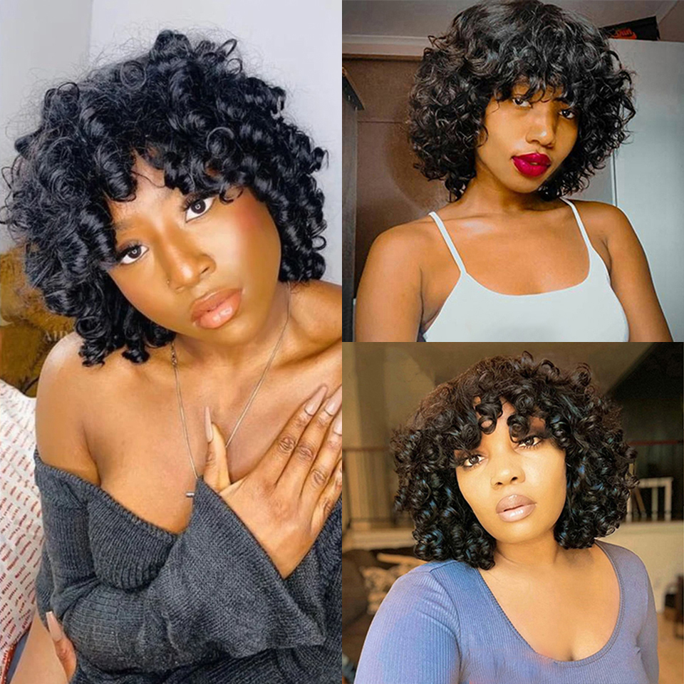 Entrega rápida Perruque Cheveux Humain Pixie Cut Wig Human Hair Wigs Human Hair Bob Pelera sin glúeramiento Afro Rose Funmi Wigs