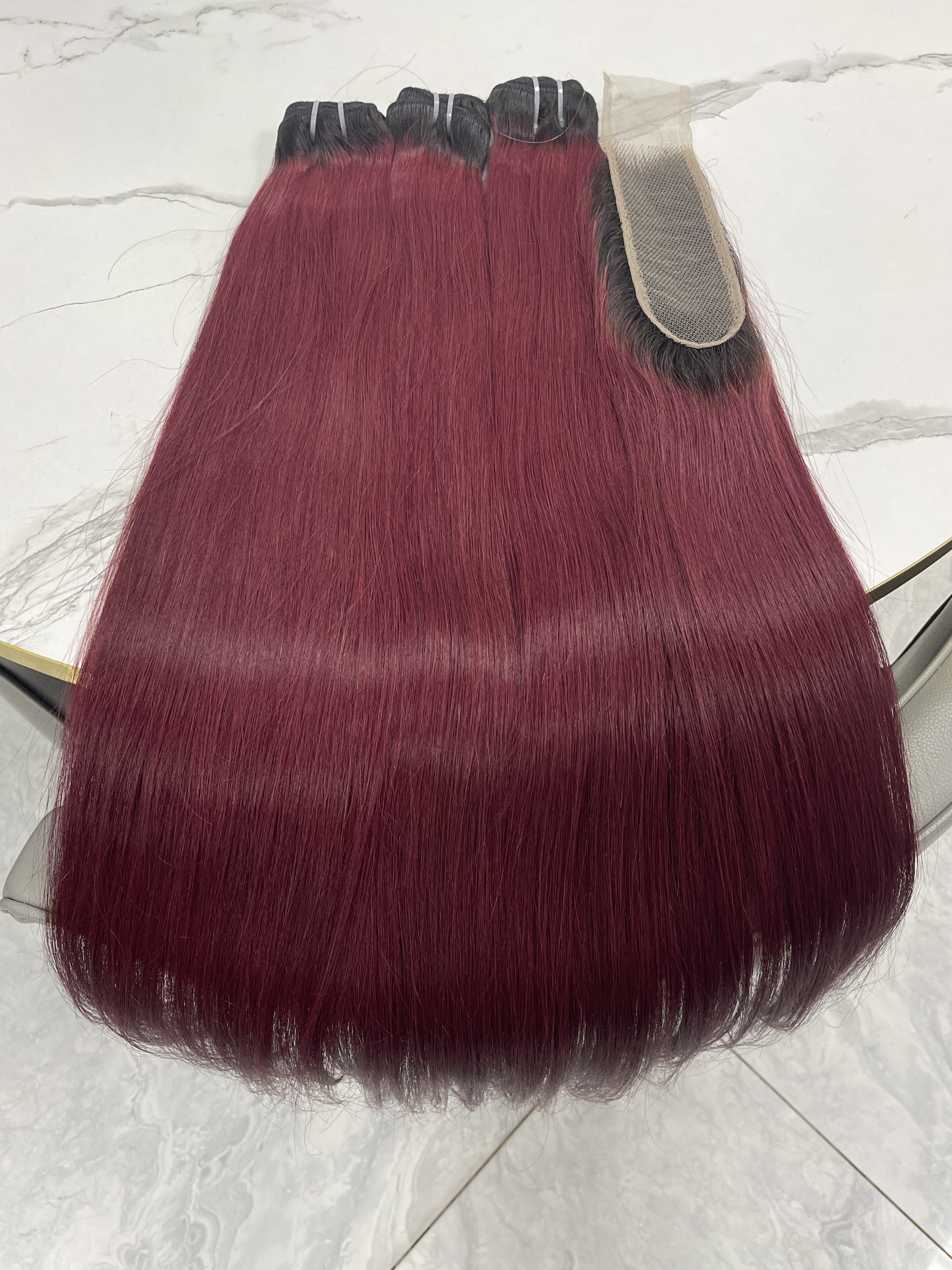 Angelbella 99J Bundles Brasil Brasil Human Hair Bundles 3 Bundles Cabello recto con Kim K Cierre