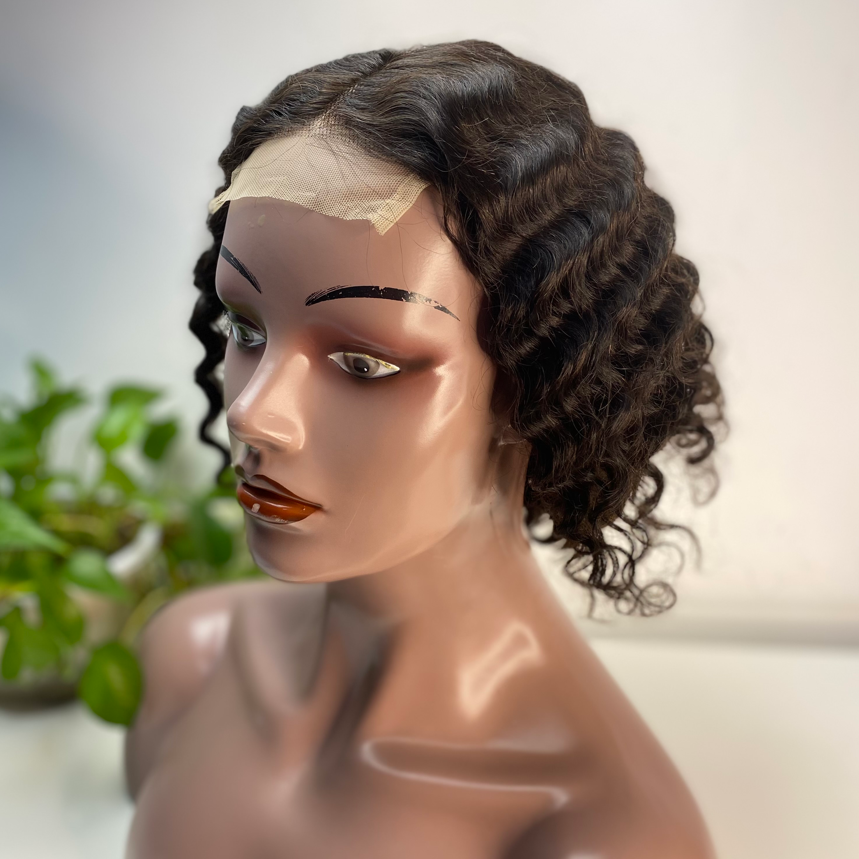 Pelucas de cabello humano Bob con cierre de encaje de onda profunda para mujeres negras