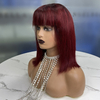 #99J Borgoña Boba recta pelucas brasileño Virginia Cabello corto cabello humano pelucas de encaje