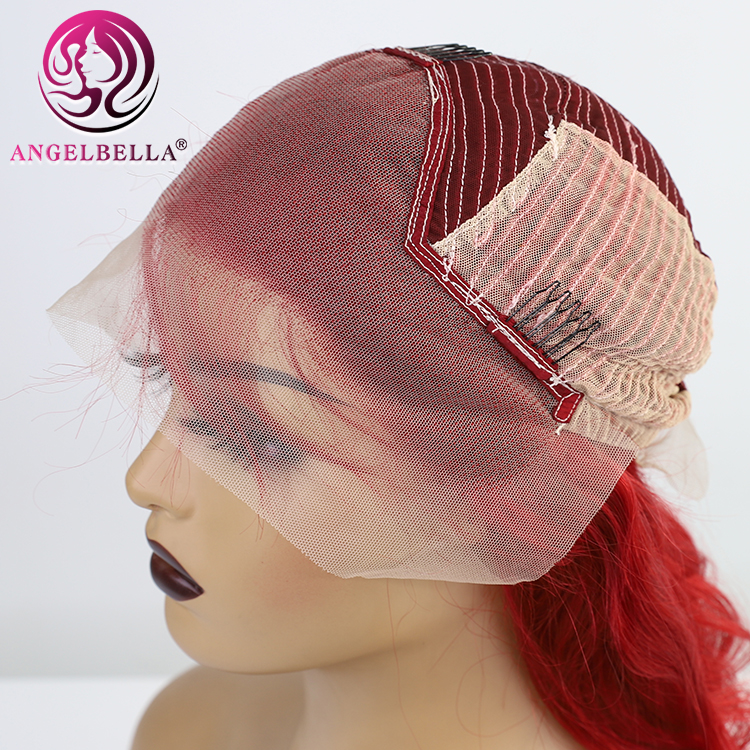 Olada corporal Peluca de encaje rojo caliente de color rojo cabello humano 13x4 pelucas transparentes para mujeres 150% de pelucas de densidad