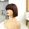 Peluca de cabello humano de bob corto con flequillo para mujeres pelucas de cabello remy recto marrón oscuro