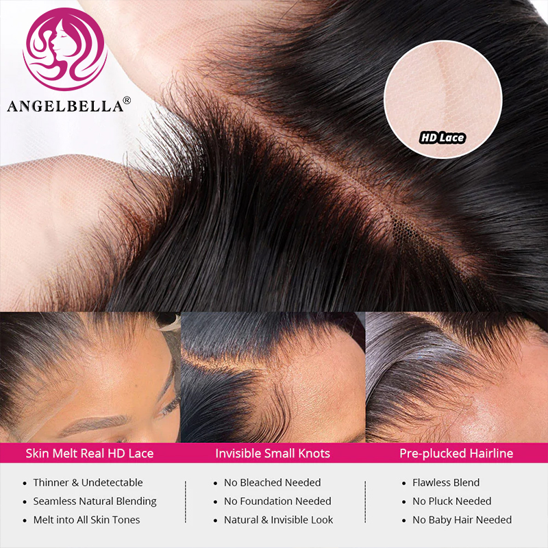 Angelbella Queen Doner Cabello virgen Cutícula Alineada Virgin Virgin Raw Indian Hair Hd Lace Human Wig