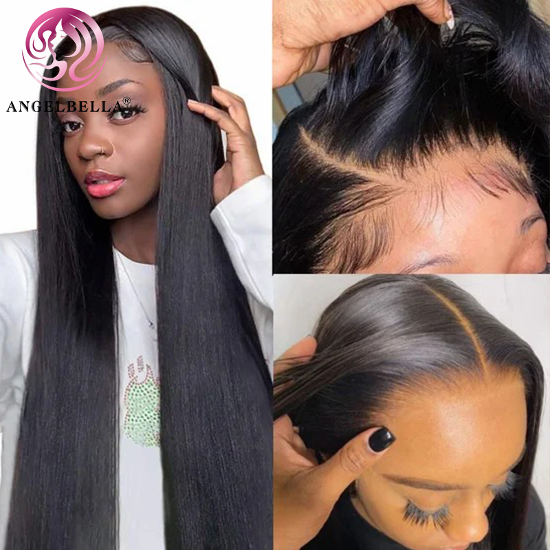 Angelbella dd diamante cabello al por mayor de encaje frontal wig 13x4 hd peluca frontal 28 30 pulgadas pelucas de cabello humano liso