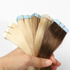 Extensiones de cabello humano virgen 100% crudo cinta rubia natural en la trama del cabello INVISIBLE 613 rubio suave y cómodo