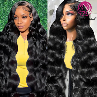 Color natural al por mayor de 30 pulgadas 220 densidad Virgin Human Piel Pelucas Frontal Wigs 13x4 Body Wave HD Peluca delantera para mujeres negras