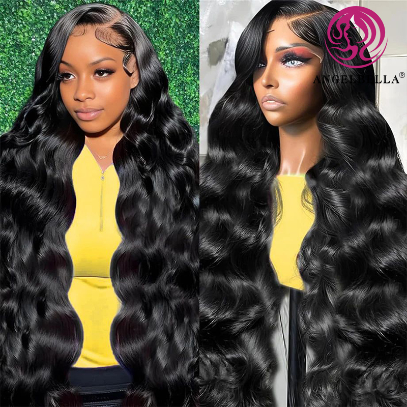 Color natural al por mayor de 30 pulgadas 220 densidad Virgin Human Piel Pelucas Frontal Wigs 13x4 Body Wave HD Peluca delantera para mujeres negras