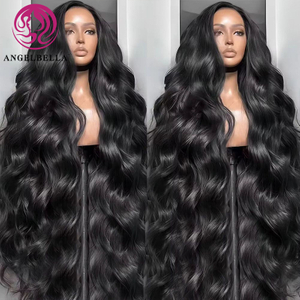 Alma calidad de alta calidad HD HD súper larga ola sin glúeramiento de la ola de cabello humano pelucas frontales para mujeres negras