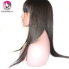 Pelucas de cabello humano recto negro largo con flequillo 100 pelucas de cabello humano Remy para mujeres 