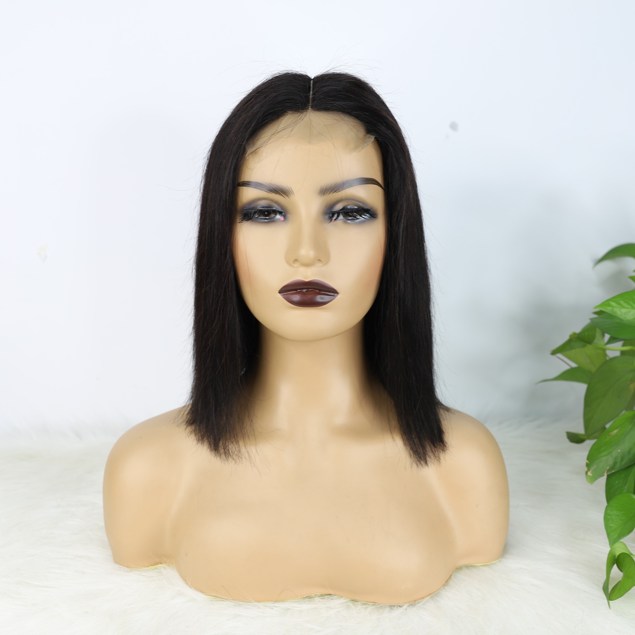 Cierre de encaje corto Bob Wig T Parte 4x1 Remy Cabello humano para mujeres negras