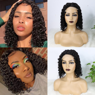 Cierre de encaje de ondas profundas cortas Bob Wig T Parte 4x1 Remy Human Hair