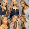 Peluca delantera de encaje ombre más destacado PELO HUMANO PREPLED 13X4 HD Transparente 4/27 Honey Rubio Rubio Cabrimas frontales con cabello para bebés