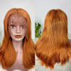 Peluca frontal de encaje súper doble color naranja jengibre 13x4