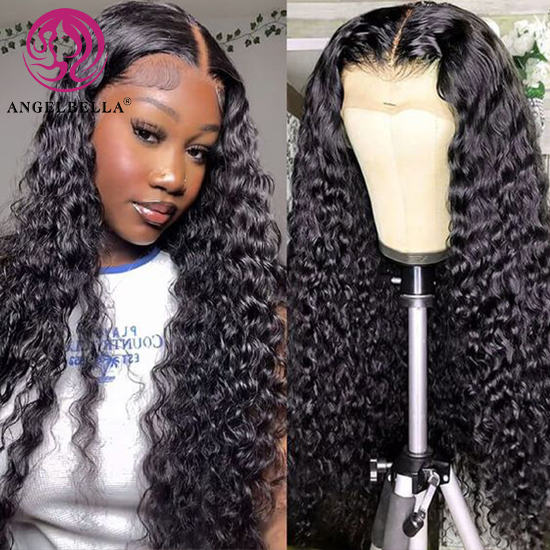 Angelbella Glory Virgin Hair 13x4 Cutícula de ola profunda negra Cabello alineado Camino Vietnamita Human Peluca frontal HD