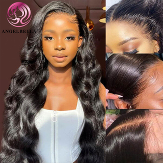 Angelbella Glory Virgin Hair 13x4 Cordero transparente Body Wave Cabello humano HD Peluces delanteros